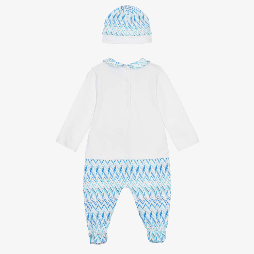 Missoni-Boys Blue Zigzag Pattern Babysuit Gift Set | Childrensalon