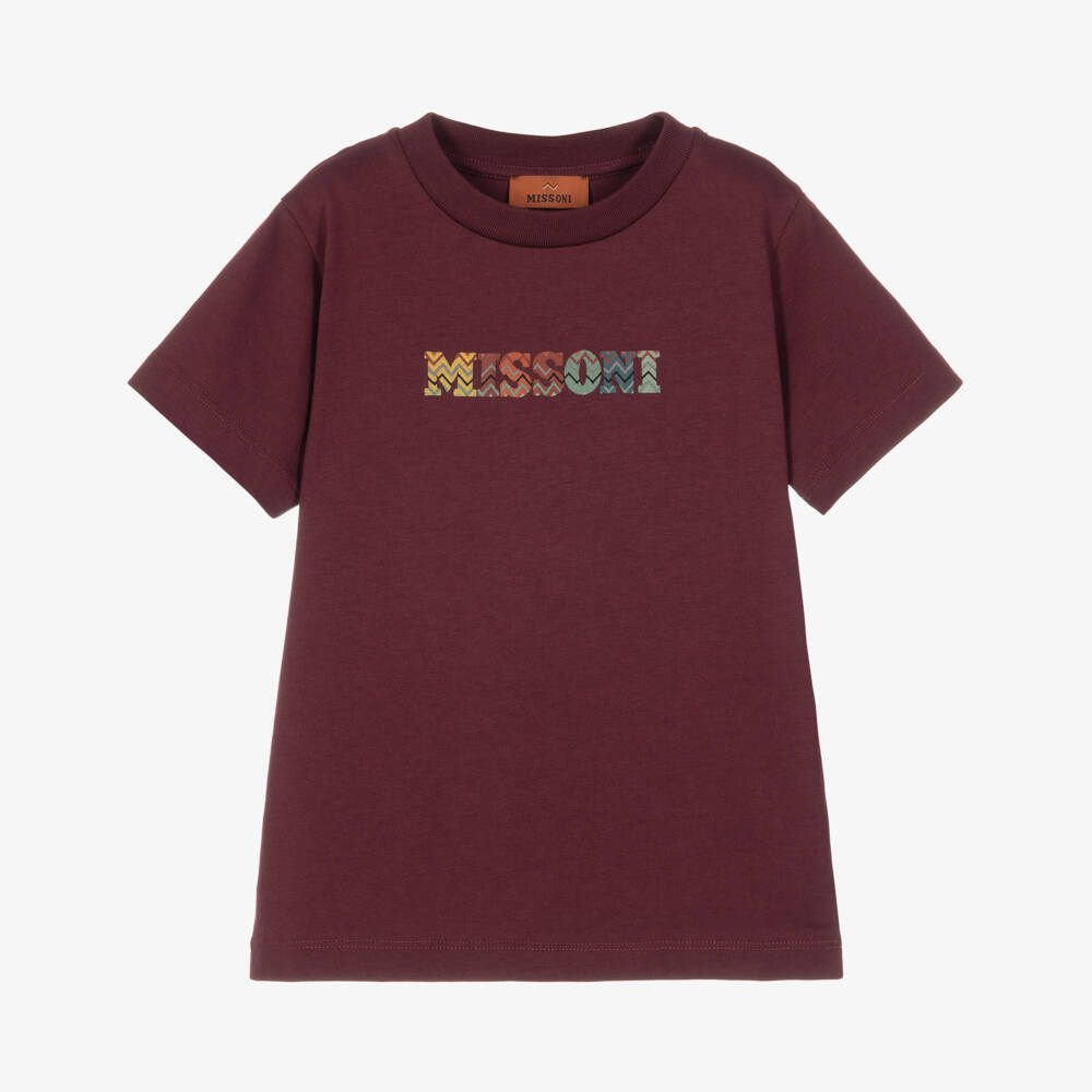 Missoni-Boys Burgundy Red Organic Cotton T-Shirt | Childrensalon