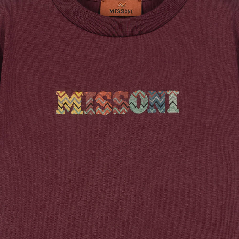 Missoni-Boys Burgundy Red Organic Cotton T-Shirt | Childrensalon