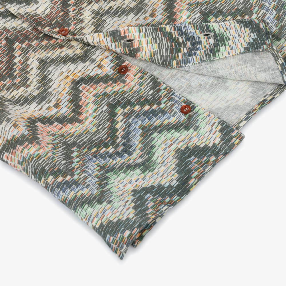 Missoni-Рубашка зеленая из льна с зигзагами для мальчиков  | Childrensalon
