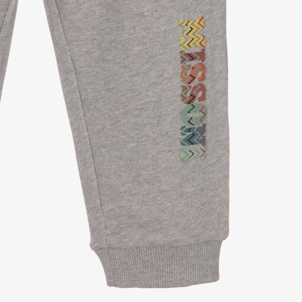 Missoni-Boys Grey Marl Joggers with Zigzag Letters | Childrensalon