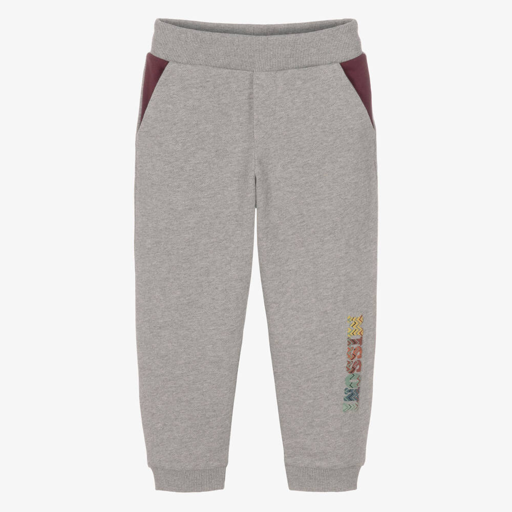Missoni-Boys Grey Marl Joggers with Zigzag Letters | Childrensalon