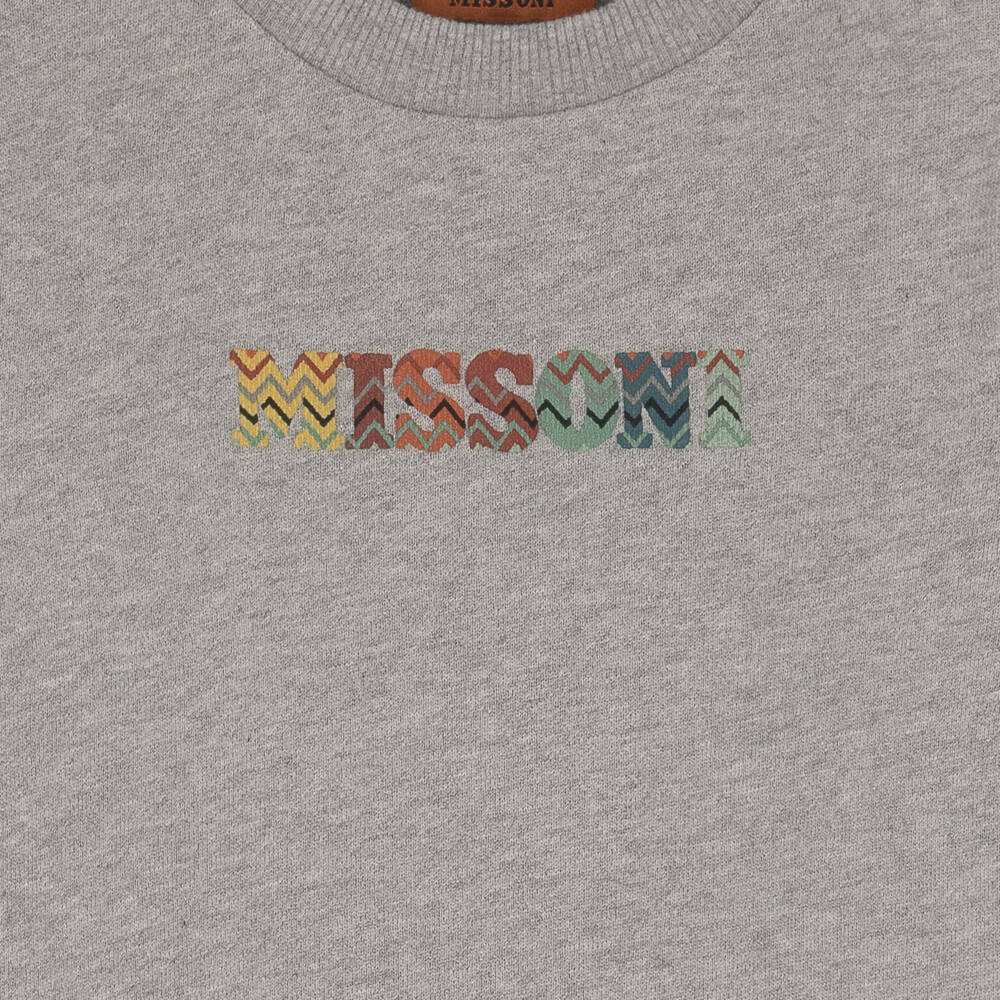 Missoni-سويتشيرت قطن عضوي لون رمادي مارل للأولاد | Childrensalon
