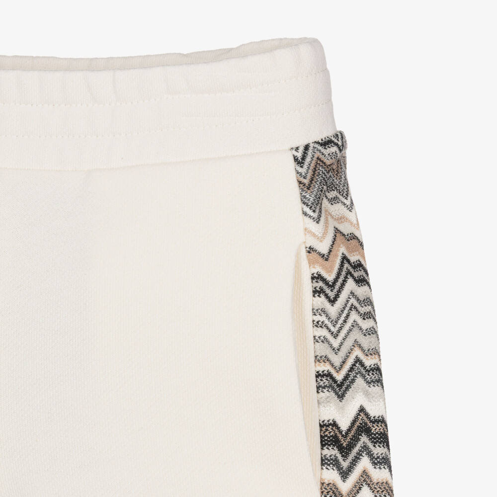 Missoni-Boys Ivory Cotton Jersey Shorts with Zigzag Trim | Childrensalon
