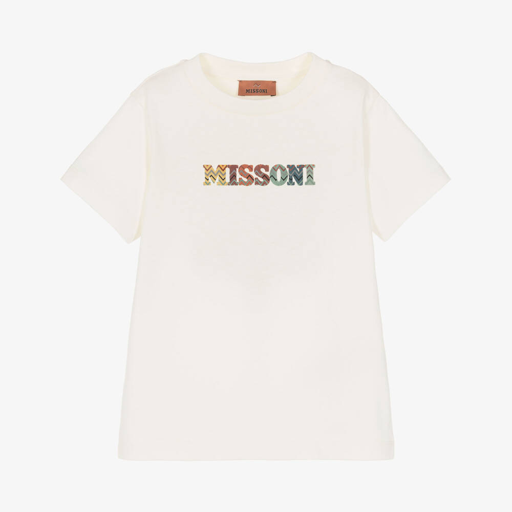 Missoni-Boys Ivory Organic Cotton T-Shirt | Childrensalon