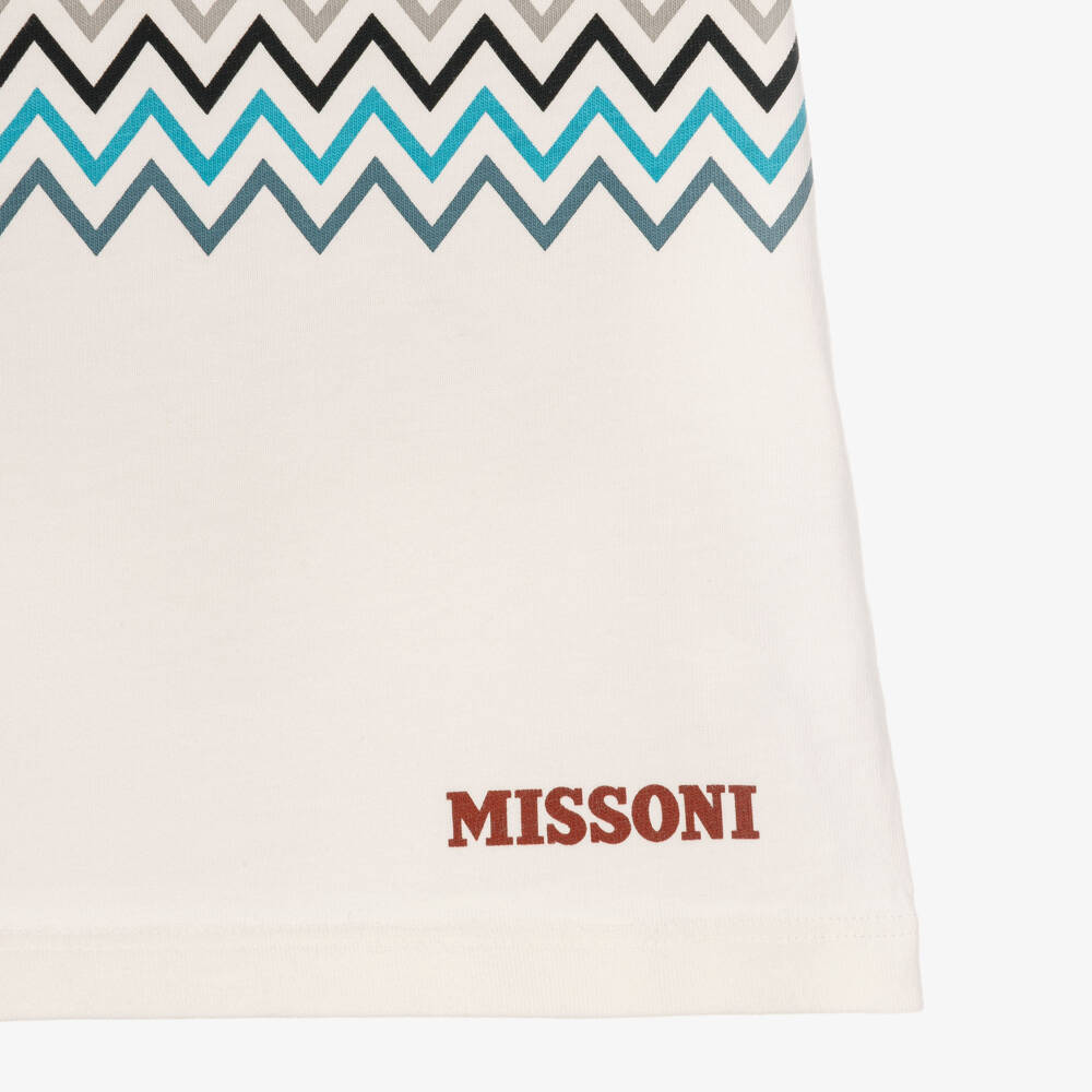 Missoni-Boys Ivory Zigzag T-Shirt in Organic Cotton | Childrensalon