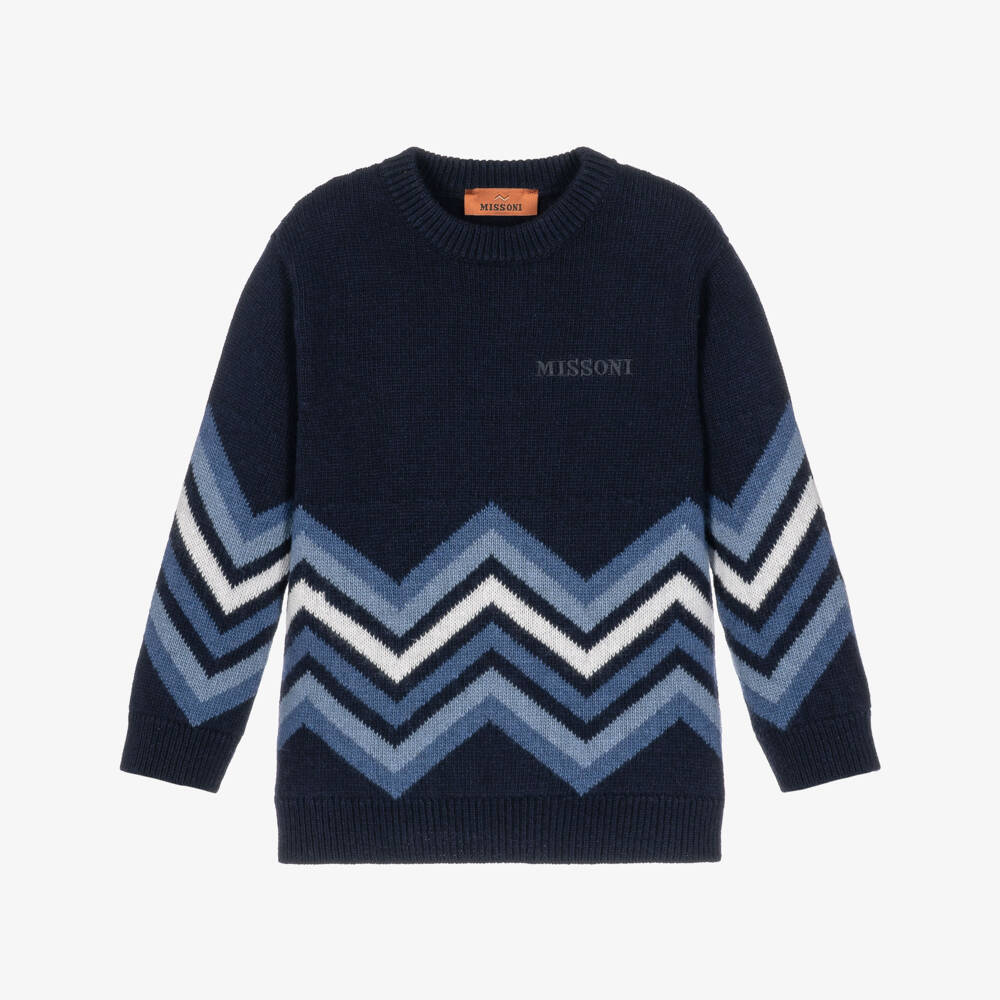 Missoni-Boys Navy Blue Zigzag Pattern Sweater | Childrensalon