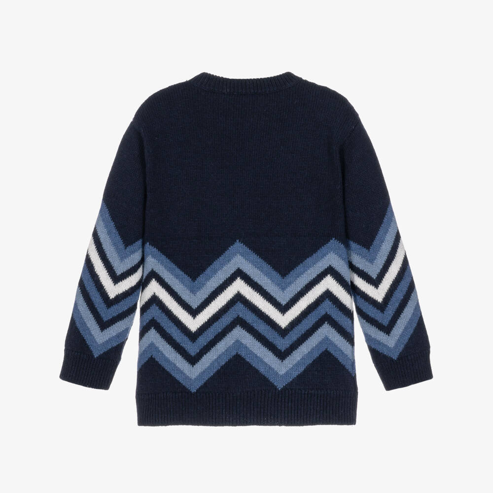 Missoni-Boys Navy Blue Zigzag Pattern Sweater | Childrensalon