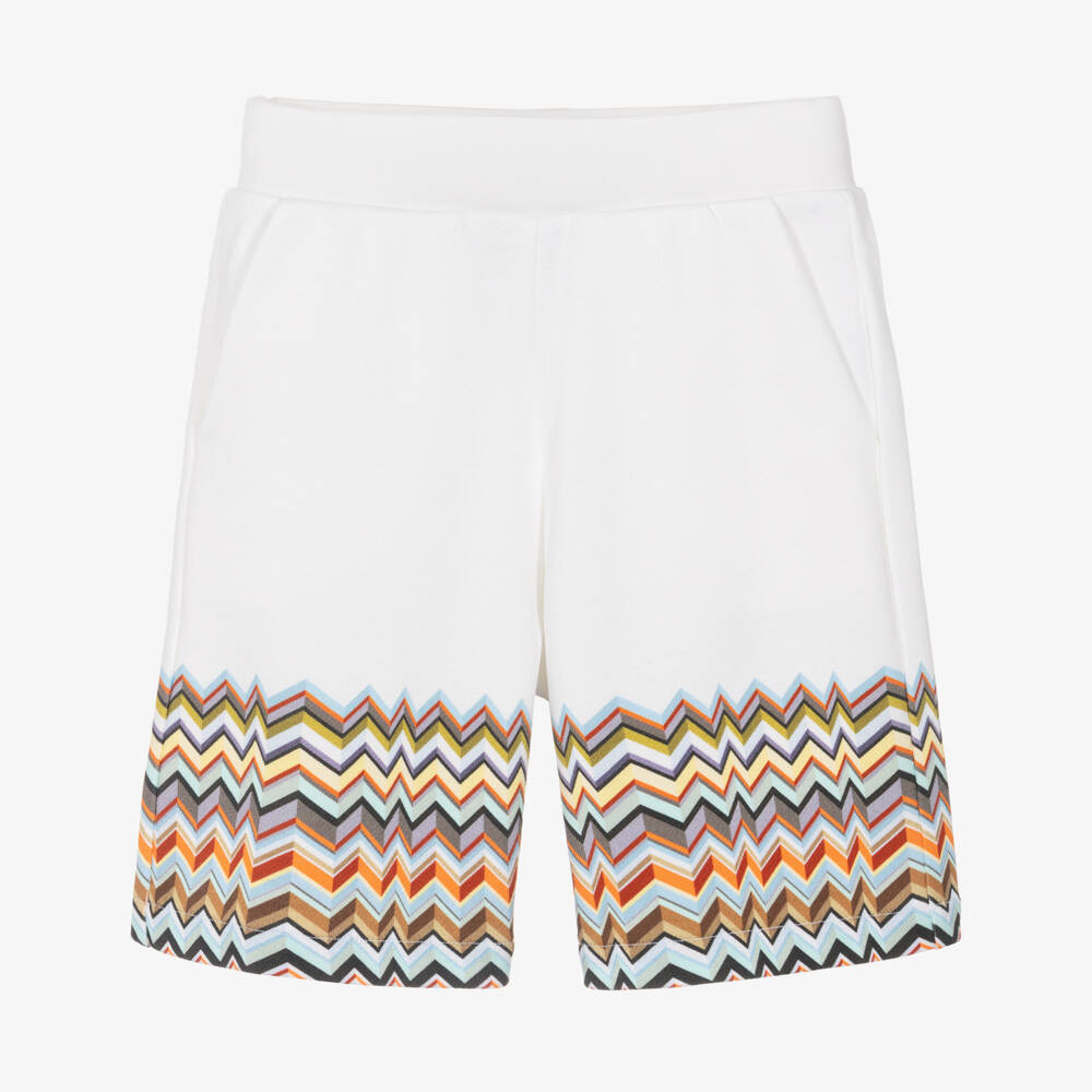 Missoni-Шорты белые из хлопка с разноцветным зигзагом для мальчиков | Childrensalon