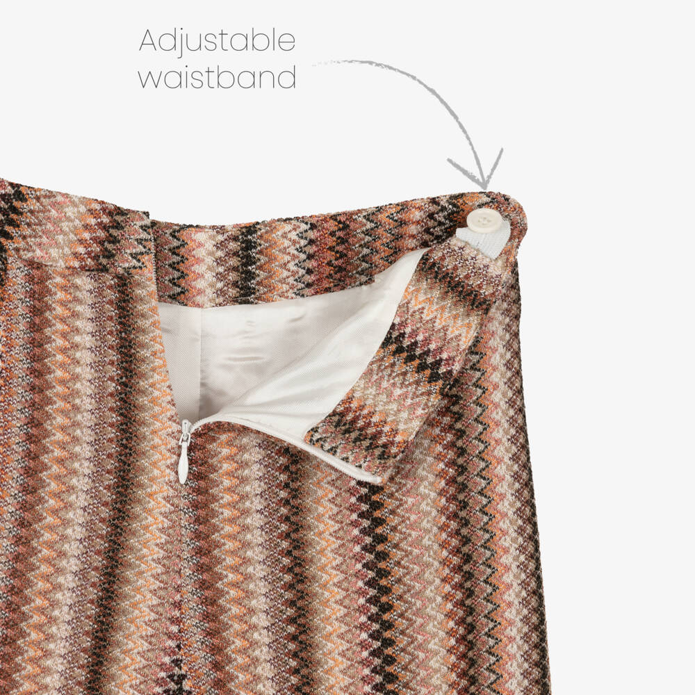 Missoni-بنطلون زيغ زاغ محبوك لون بني وبيج للبنات | Childrensalon