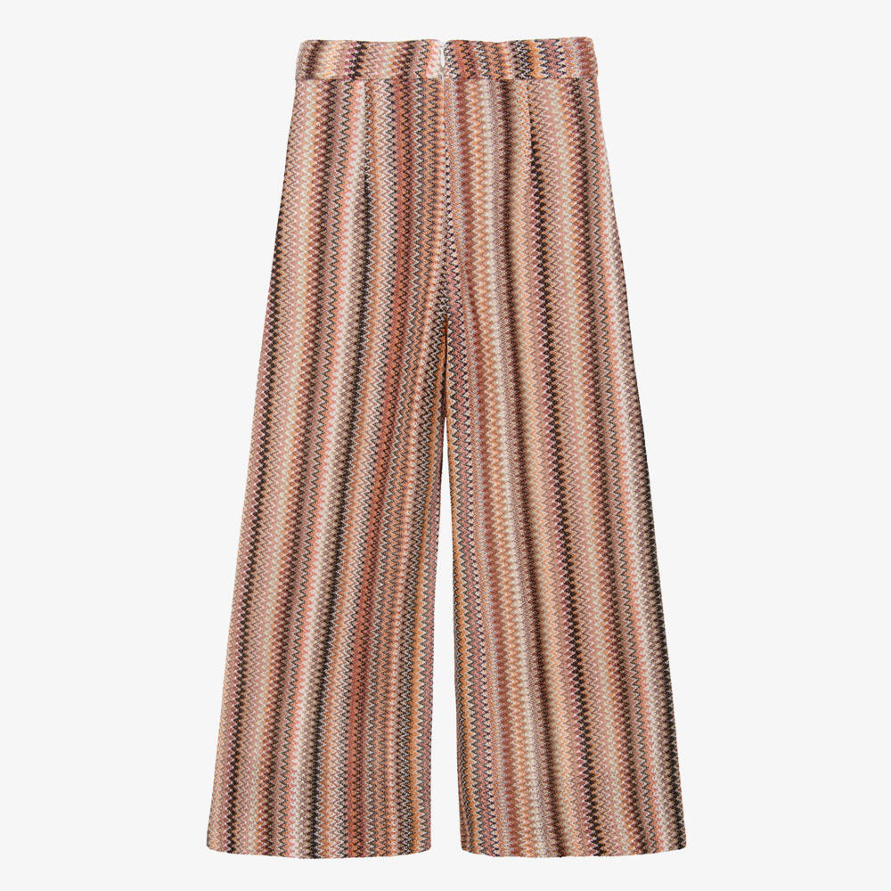 Missoni-بنطلون زيغ زاغ محبوك لون بني وبيج للبنات | Childrensalon