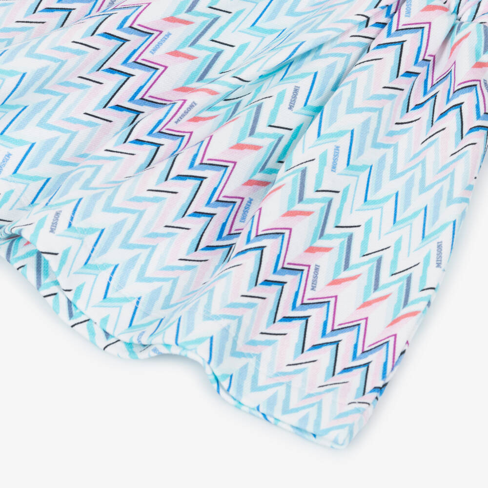 Missoni-تنورة قطن جيرسي بتصميم زيغ زاع لون زهري وأزرق للبنات | Childrensalon