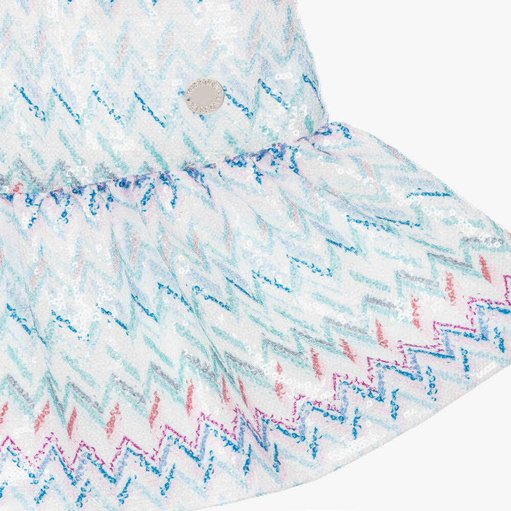 Missoni-Girls Blue Zigzag Sequinned Dress | Childrensalon