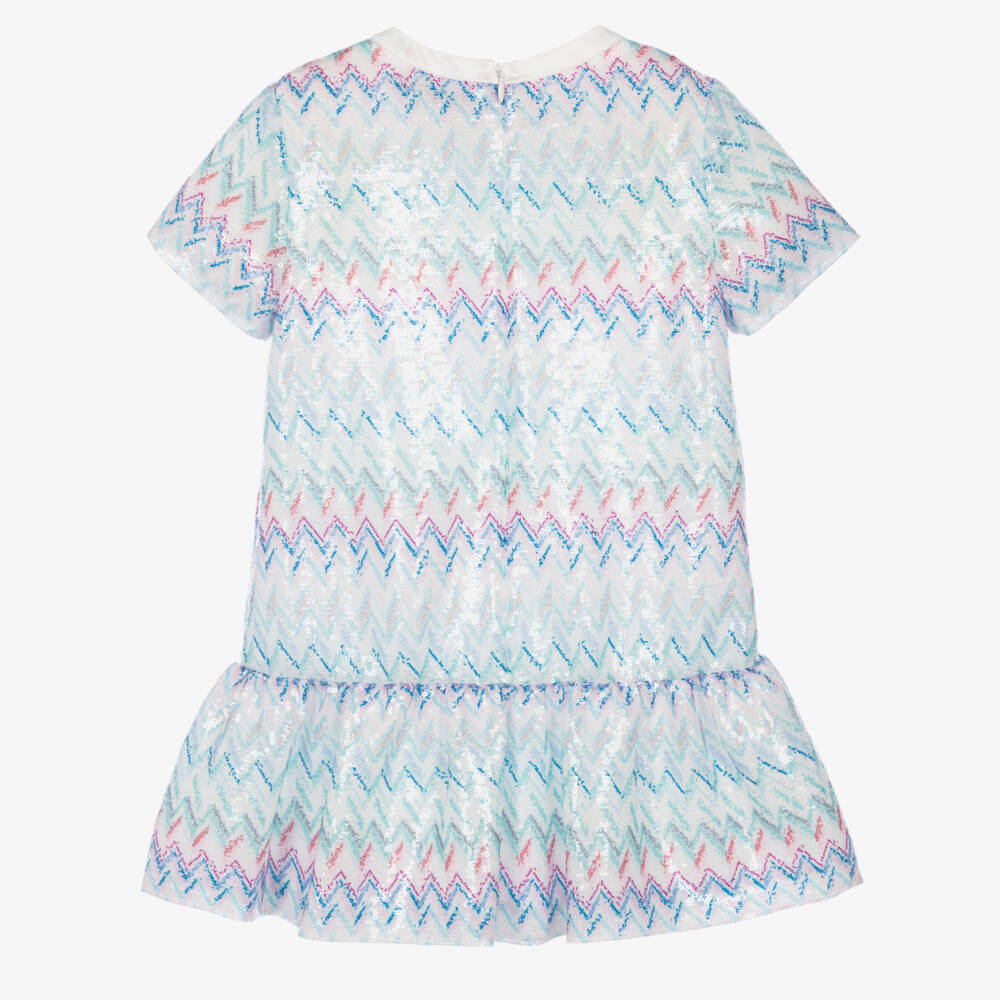 Missoni-Girls Blue Zigzag Sequinned Dress | Childrensalon