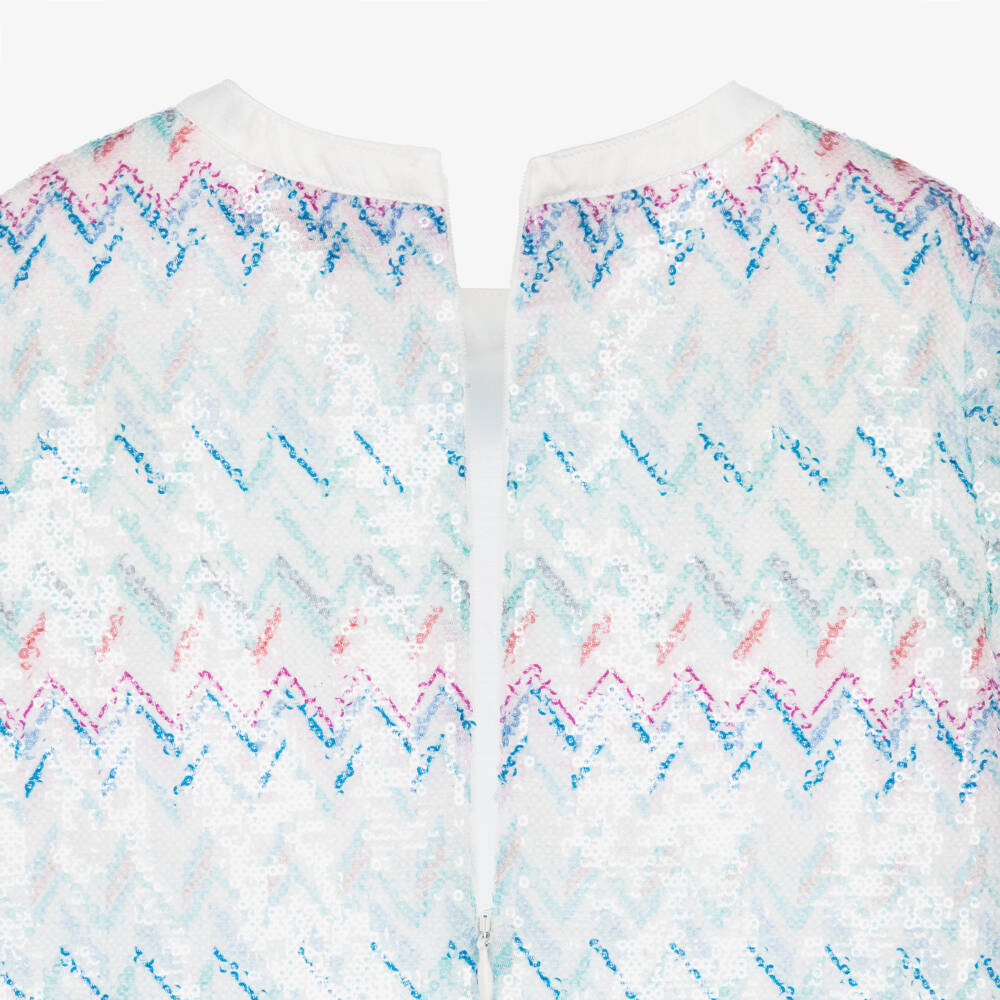 Missoni-Girls Blue Zigzag Sequinned Dress | Childrensalon