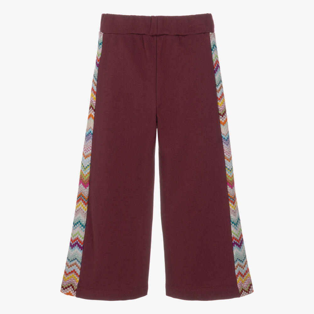 Missoni-بنطلون رياضي مزين بنقشة زيغ زاغ لون برغندي للبنات | Childrensalon
