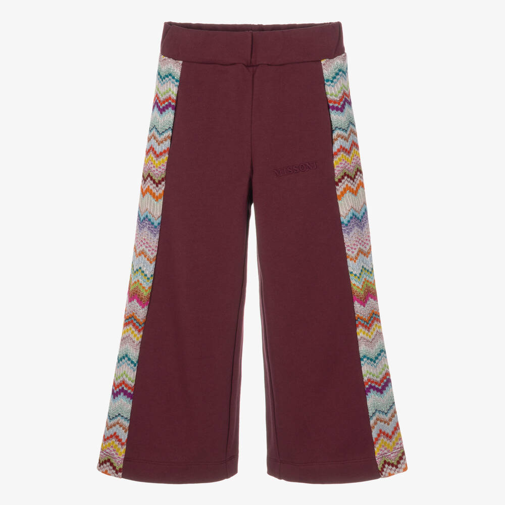 Missoni-بنطلون رياضي مزين بنقشة زيغ زاغ لون برغندي للبنات | Childrensalon