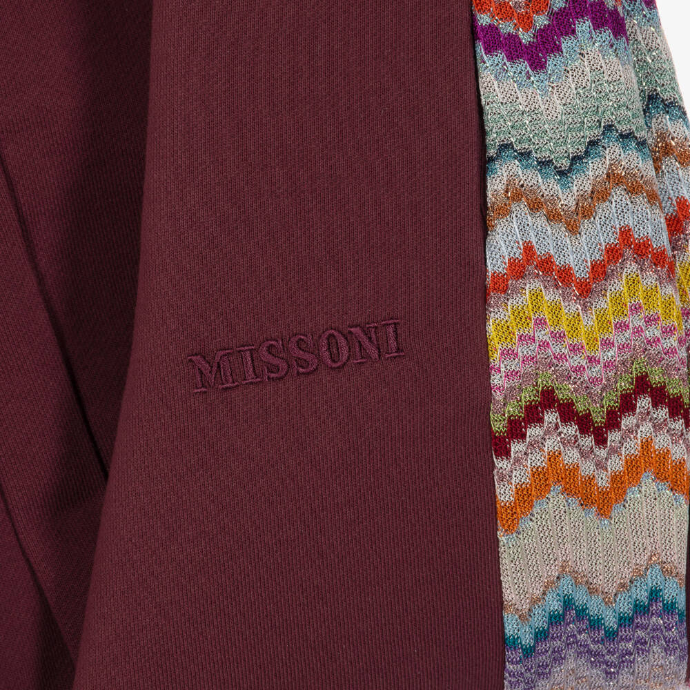 Missoni-بنطلون رياضي مزين بنقشة زيغ زاغ لون برغندي للبنات | Childrensalon