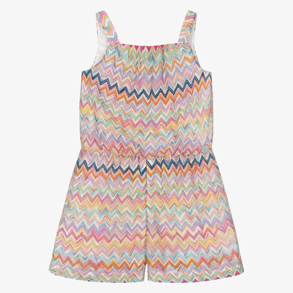 Missoni-Girls Colourful Zigzag Pattern Sleeveless Playsuit | Childrensalon