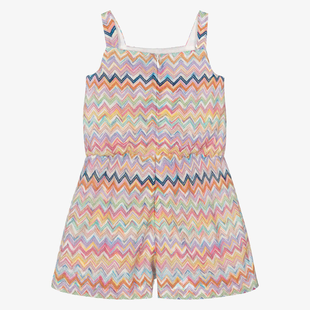 Missoni-Girls Colourful Zigzag Pattern Sleeveless Playsuit | Childrensalon