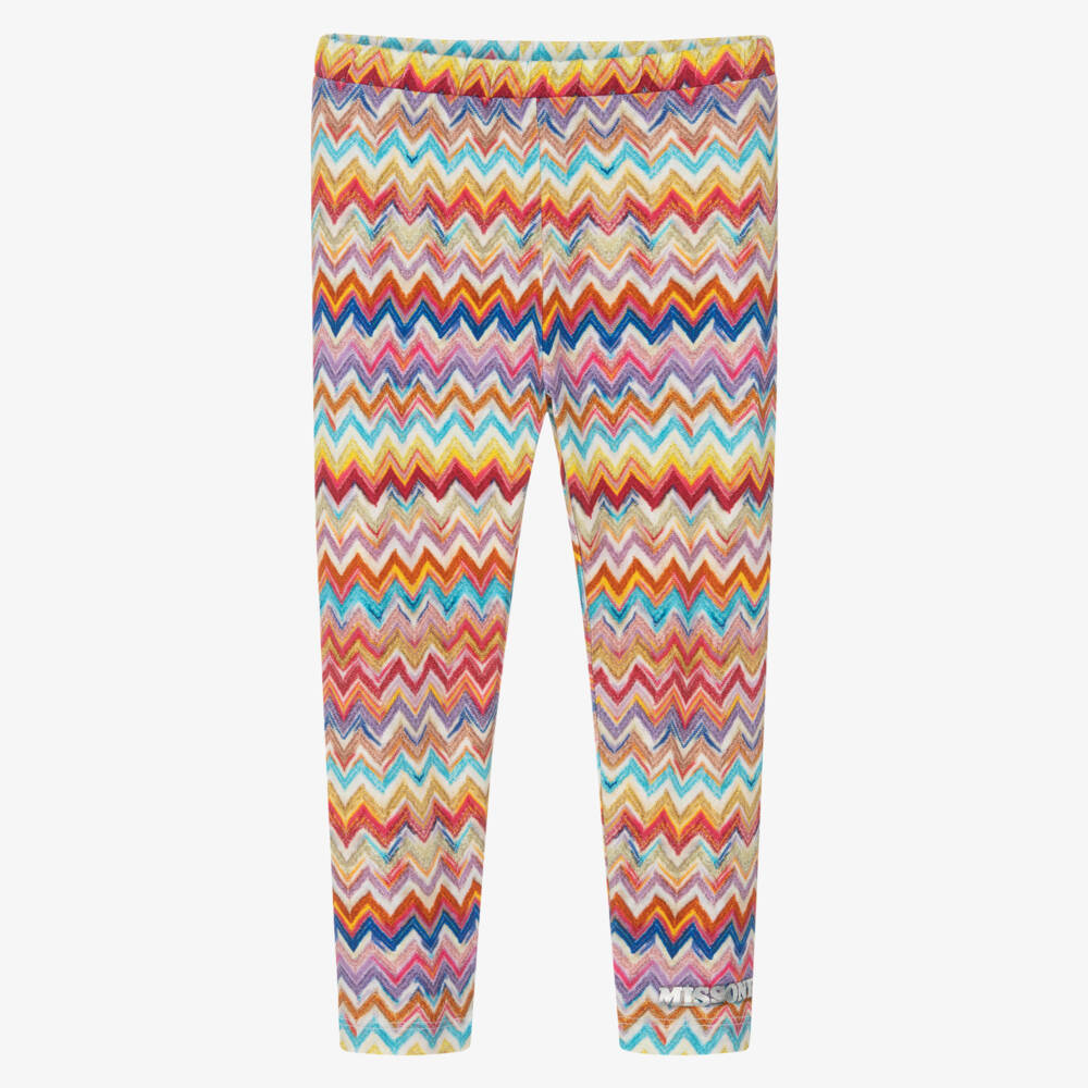 Missoni-Girls Colourful Zigzag Print Cotton Jersey Leggings | Childrensalon