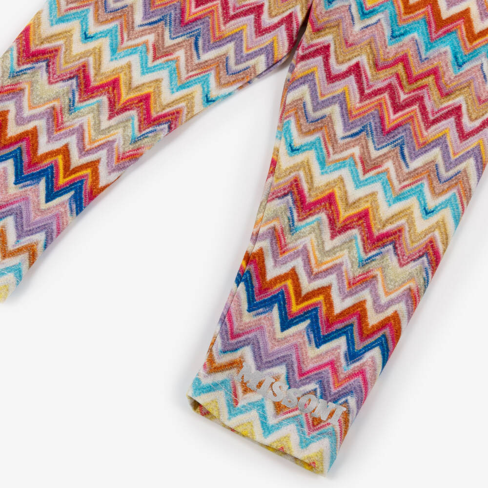 Missoni-Girls Colourful Zigzag Print Cotton Leggings | Childrensalon