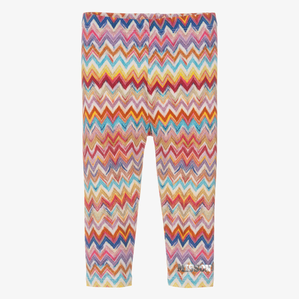 Missoni-Girls Colourful Zigzag Print Cotton Leggings | Childrensalon
