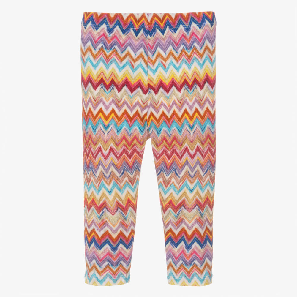 Missoni-Girls Colourful Zigzag Print Cotton Leggings | Childrensalon