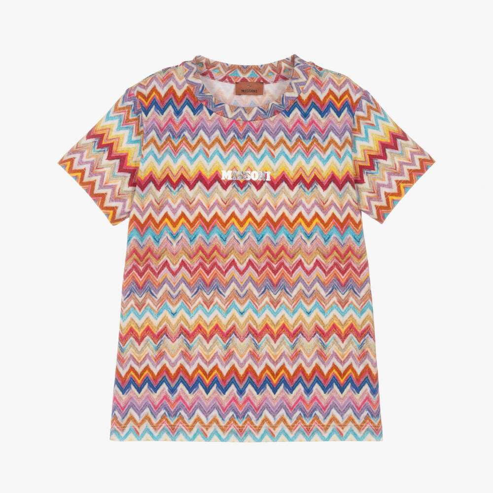 Missoni-Футболка из хлопка с разноцветным зигзагом для девочек | Childrensalon
