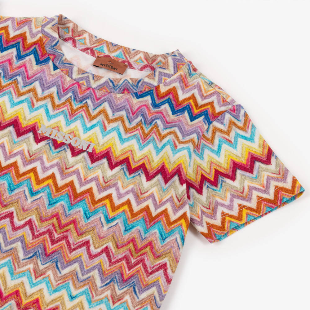 Missoni-Футболка из хлопка с разноцветным зигзагом для девочек | Childrensalon