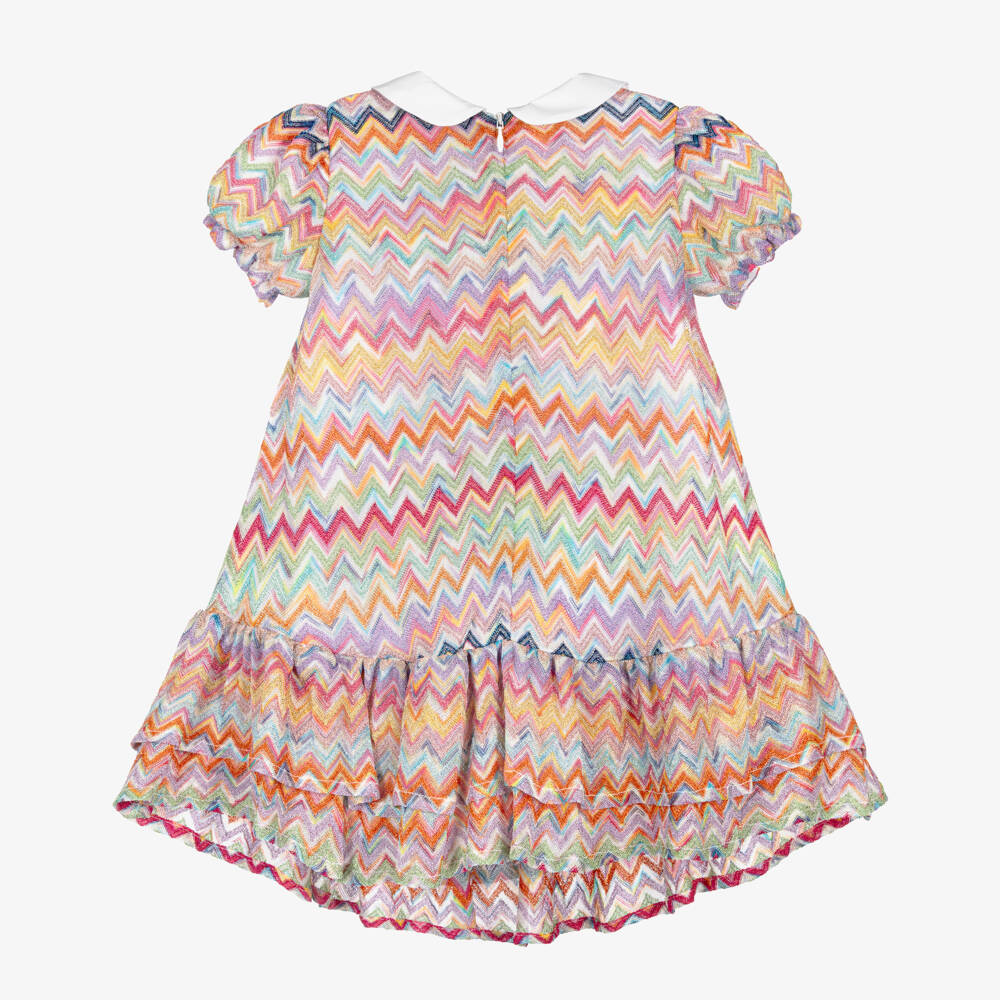 Missoni-Girls Colourful Zigzag Print Dress with Ruffle Hem | Childrensalon