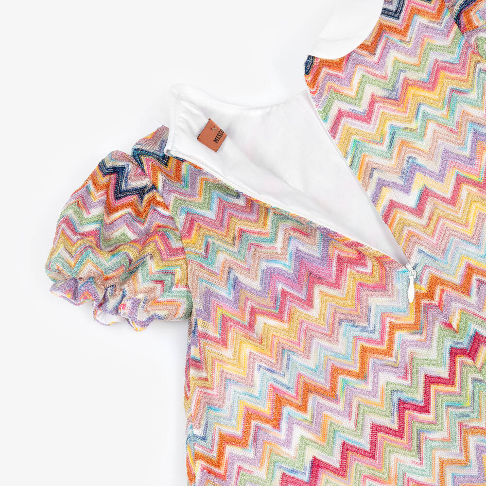 Missoni-Girls Colourful Zigzag Print Dress with Ruffle Hem | Childrensalon