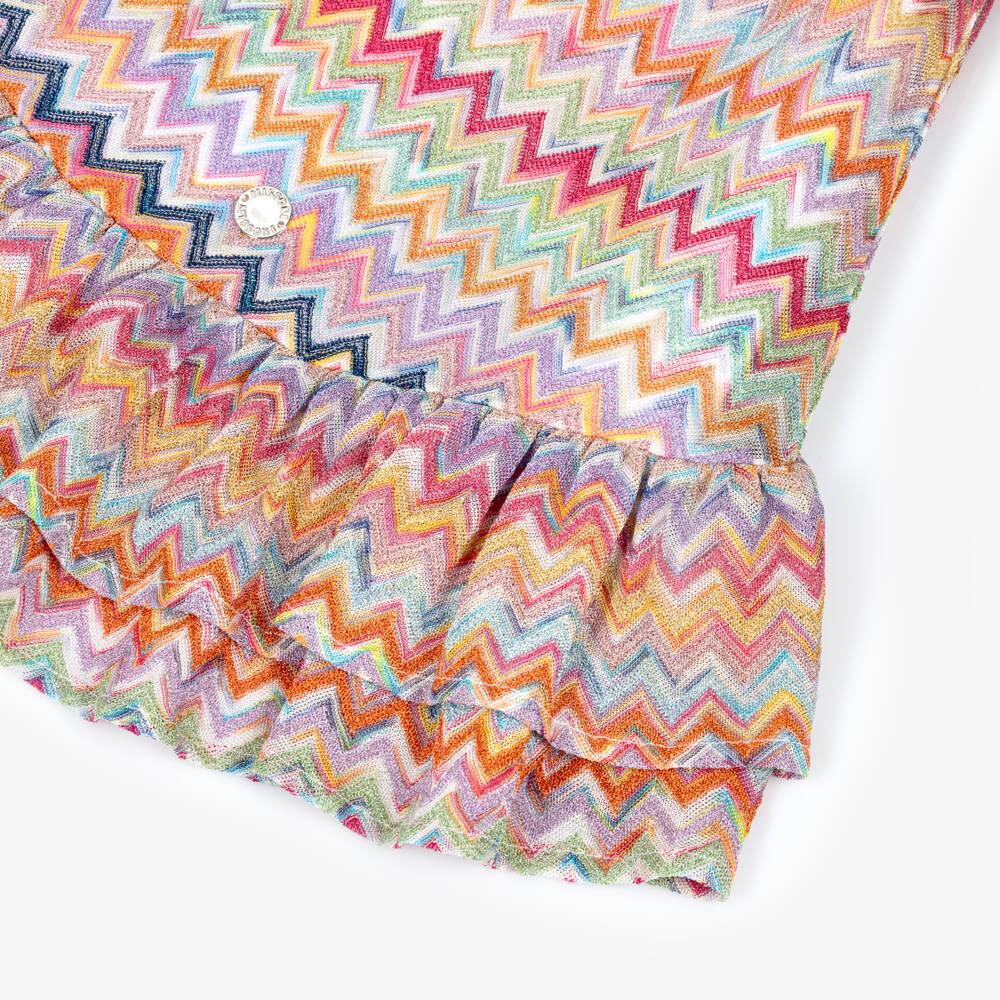 Missoni-Girls Colourful Zigzag Print Dress with Ruffle Hem | Childrensalon
