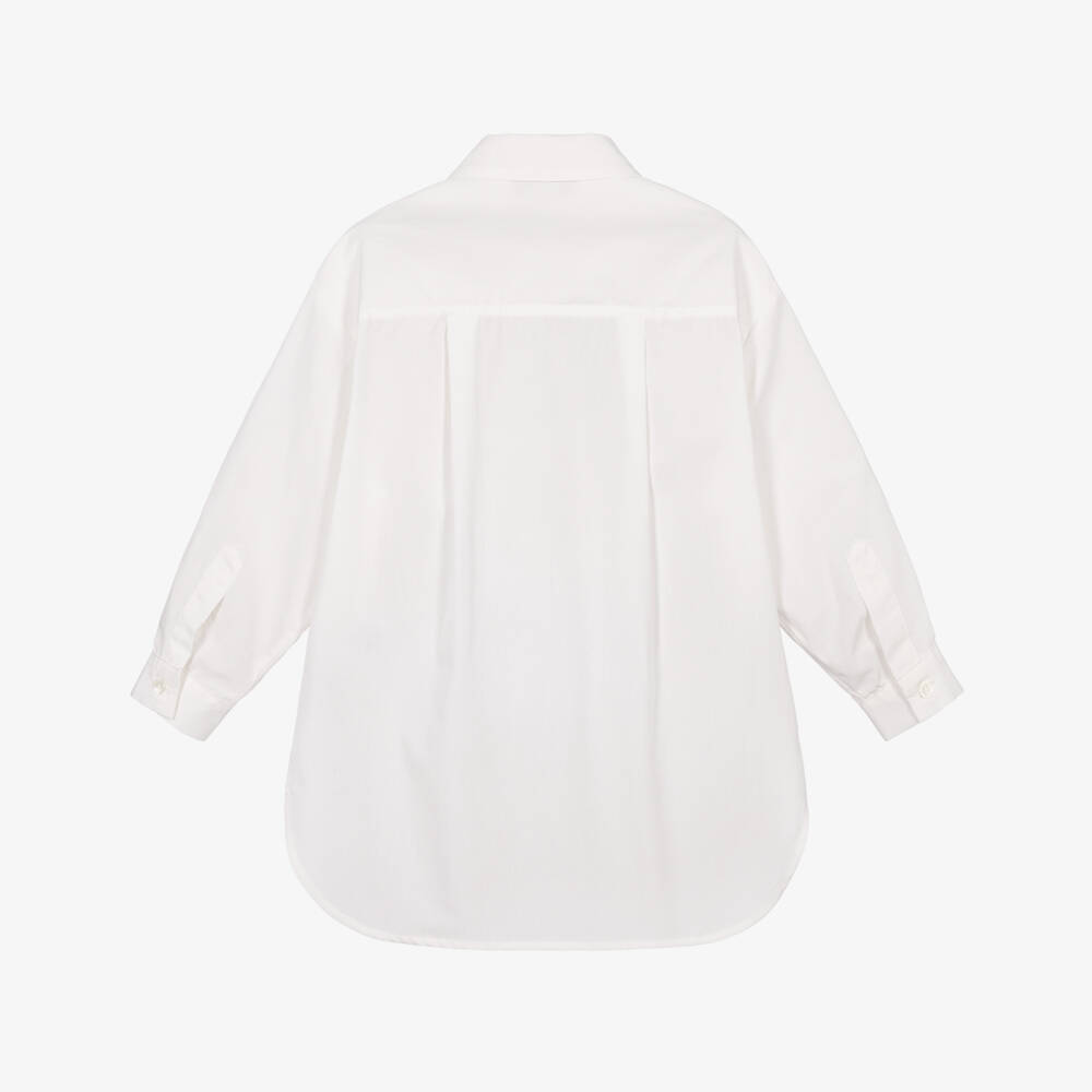 Missoni-Girls Ivory Cotton Poplin Shirt with Zigzag Pockets | Childrensalon