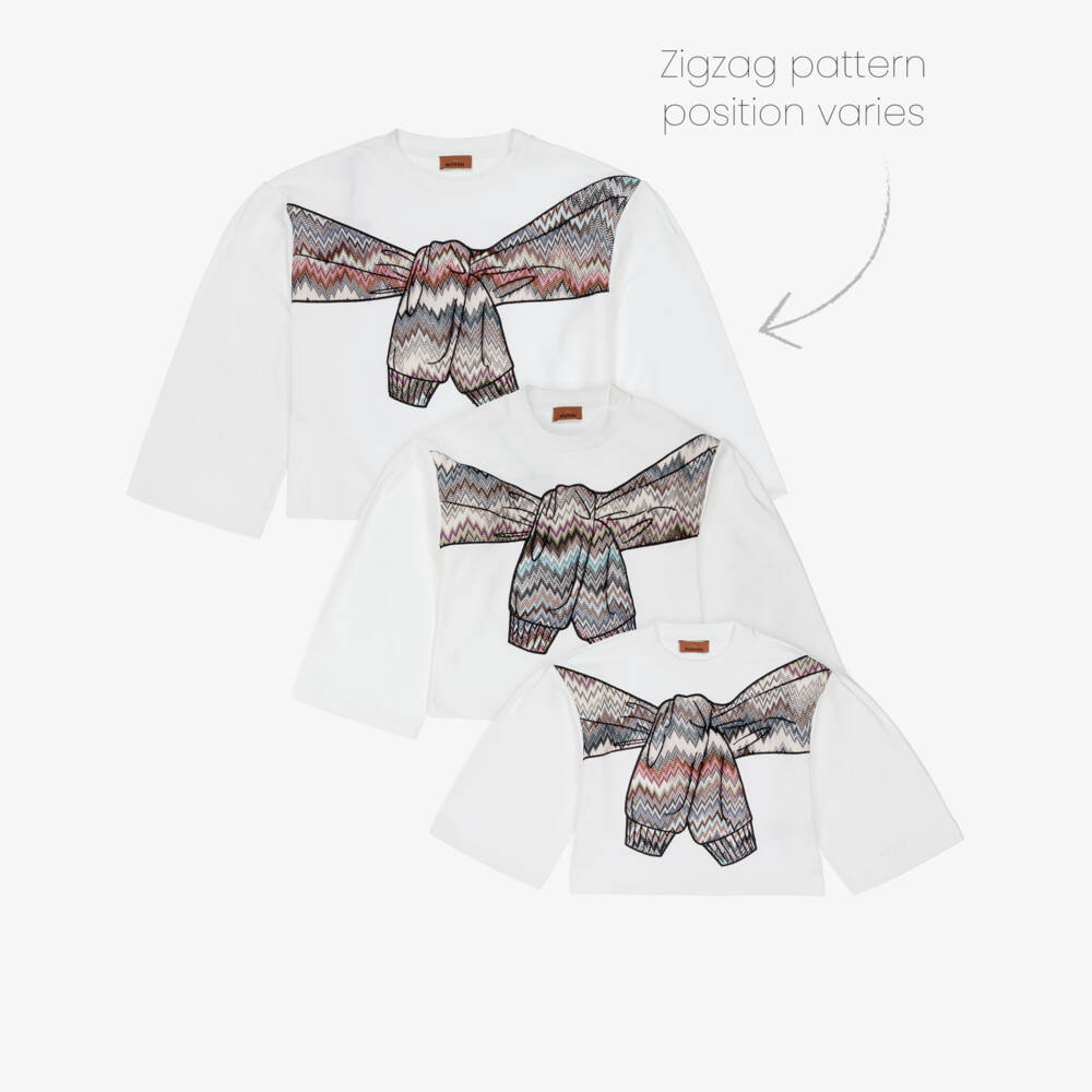 Missoni-Girls Ivory Zigzag Trim Cotton Sweatshirt | Childrensalon