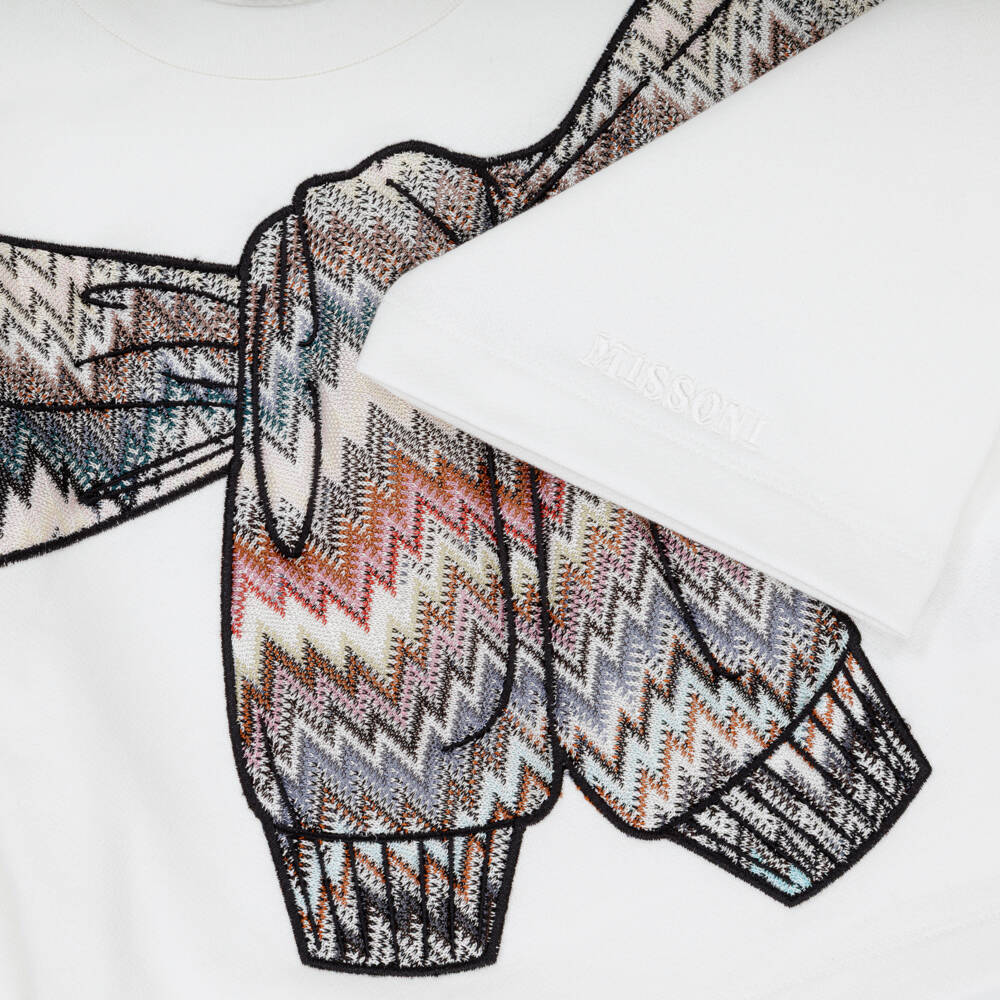 Missoni-Girls Ivory Zigzag Trim Cotton Sweatshirt | Childrensalon