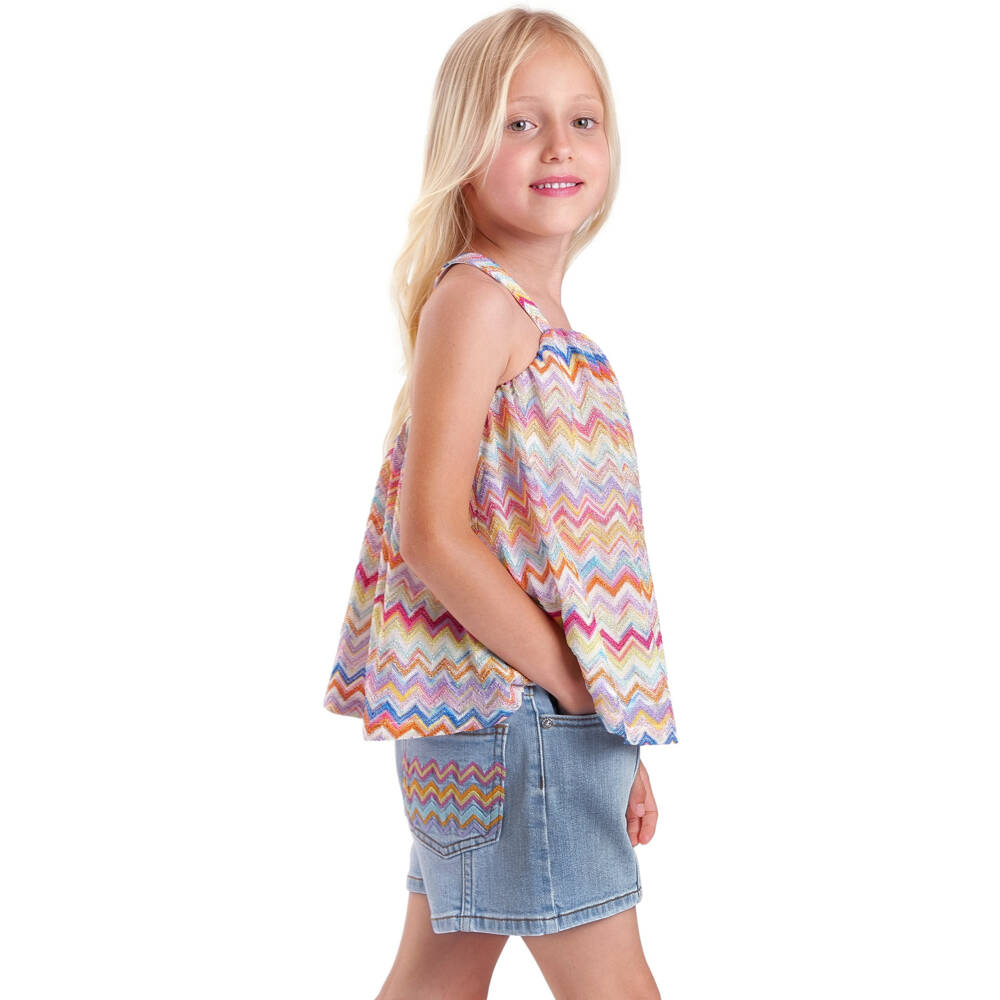 Missoni-شورت جينز لون أزرق فاتح للبنات | Childrensalon