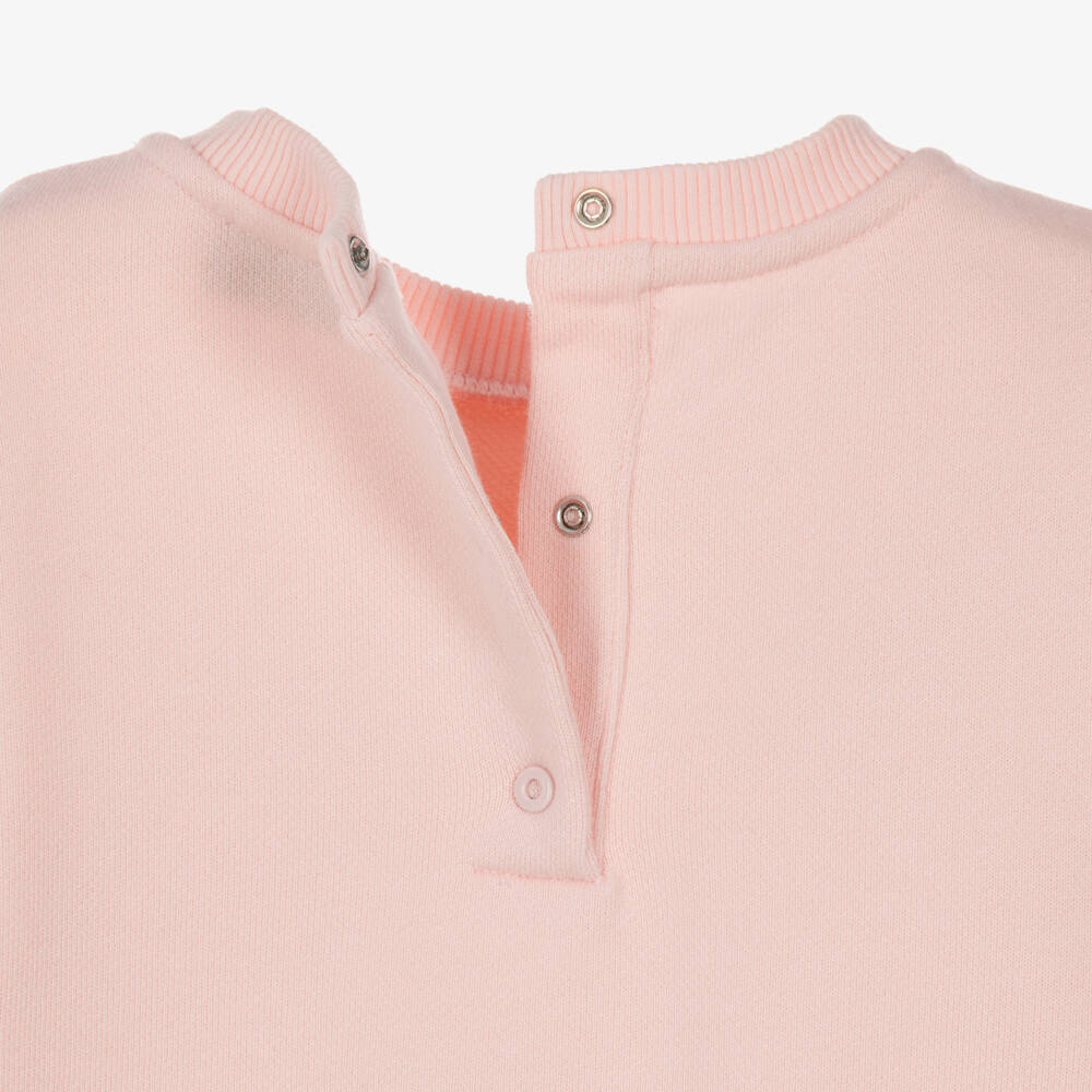 Missoni-Girls Pale Pink Cotton Sweatshirt with Zigzag Trim | Childrensalon