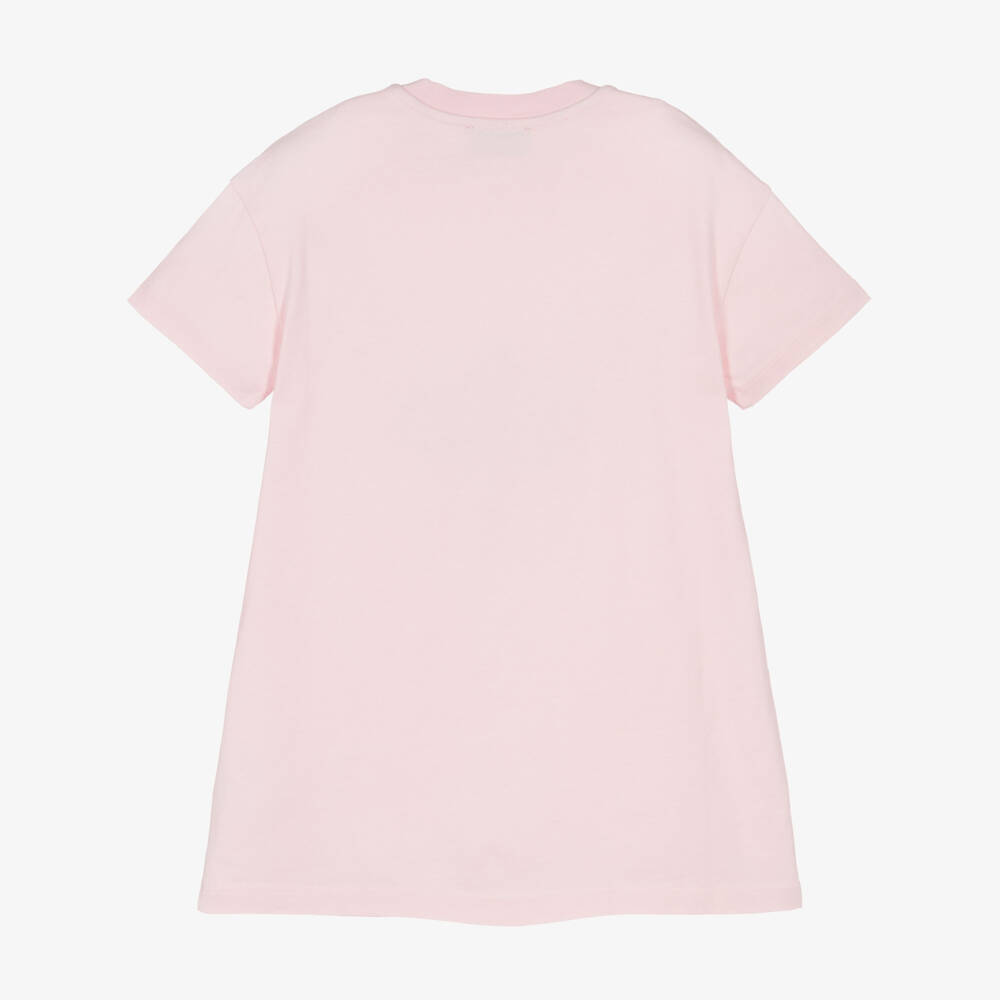 Missoni-Girls Pink Cotton Jersey T-Shirt Dress with Pink Logo | Childrensalon