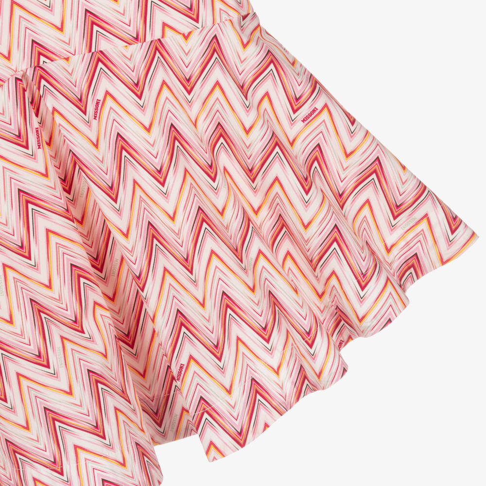 Missoni-Girls Pink Cotton Poplin Zigzag Pattern Dress | Childrensalon