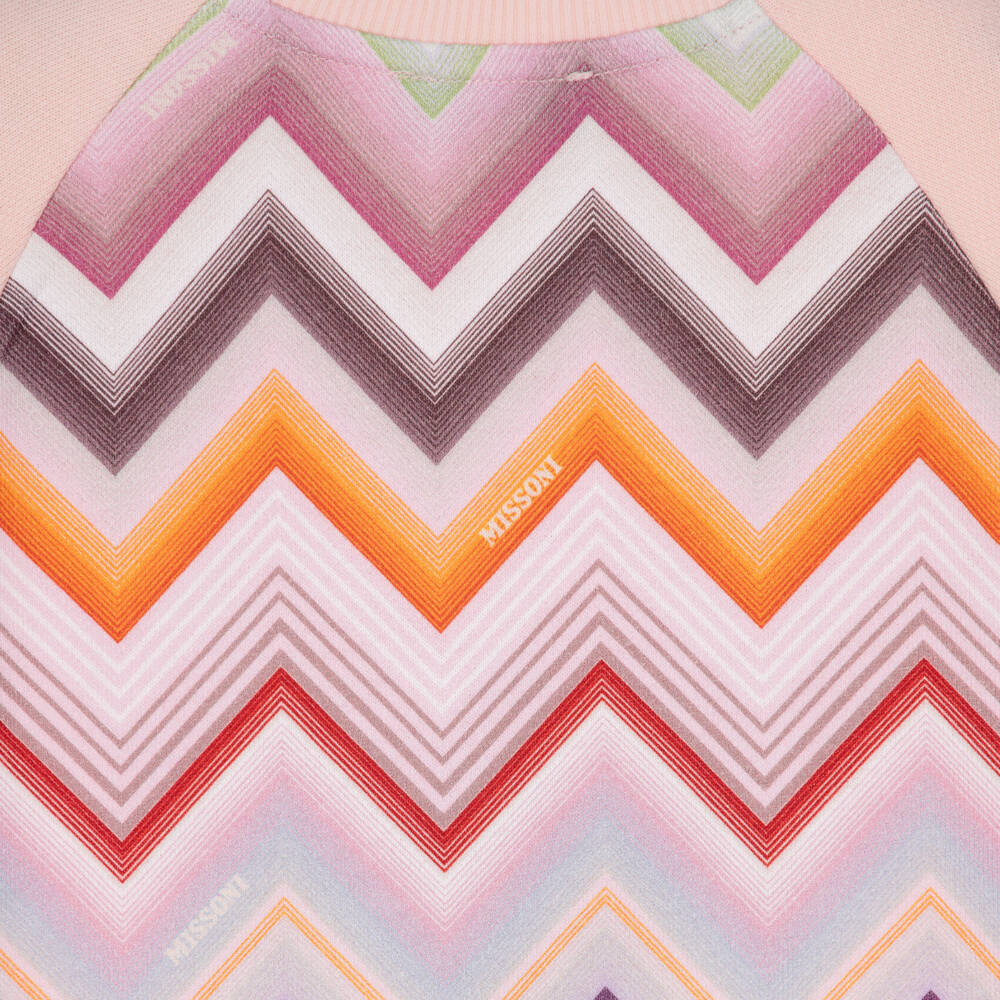 Missoni-Girls Pink Cotton Sweatshirt with Zigzag Back | Childrensalon
