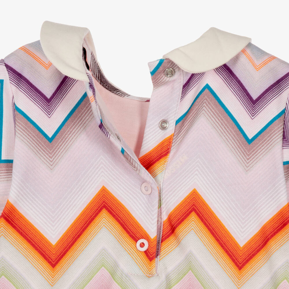 Missoni-Girls Pink Cotton Zigzag Print Babysuit Gift Set | Childrensalon