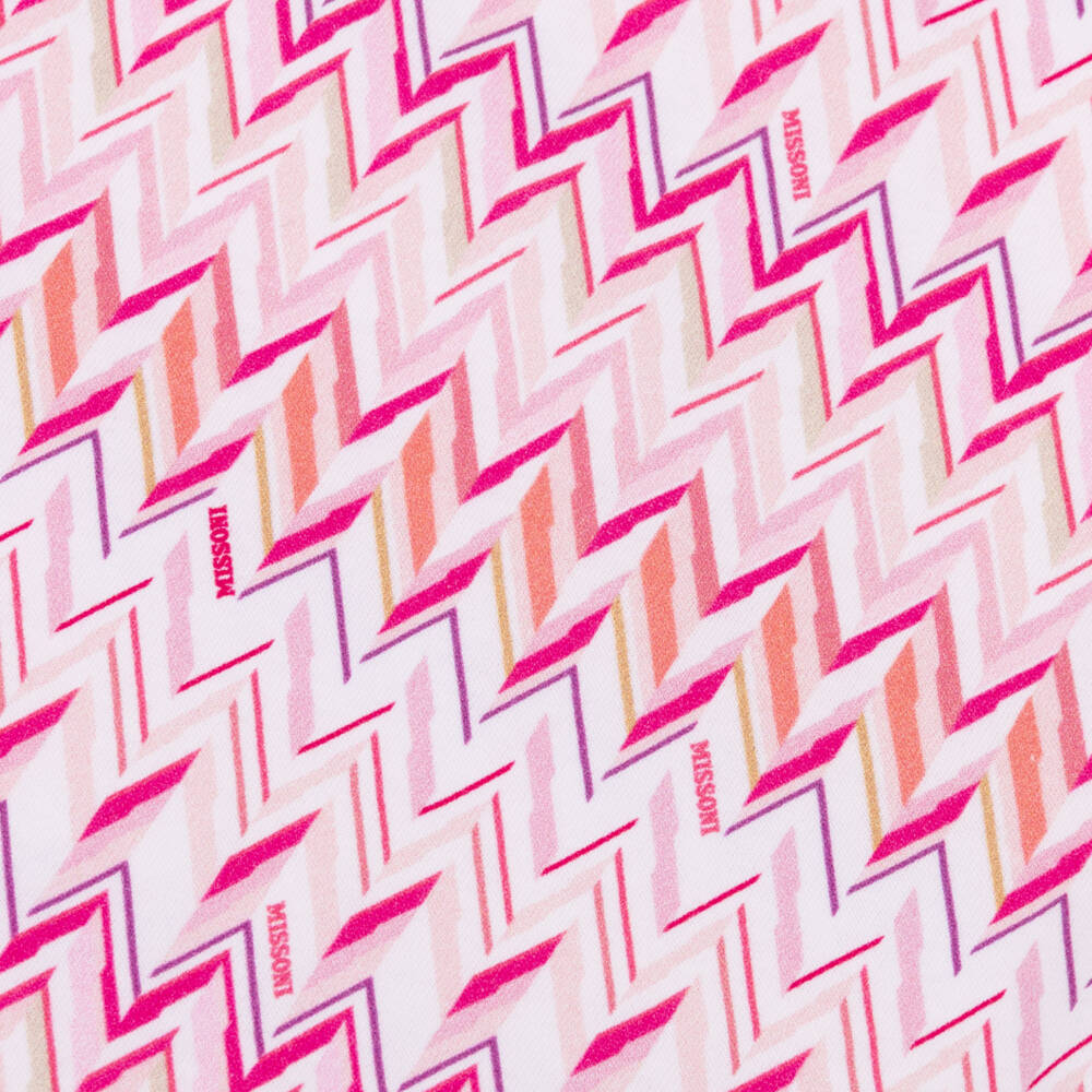 Missoni-Футболка розово-белая из хлопка с зигзагами для девочек | Childrensalon