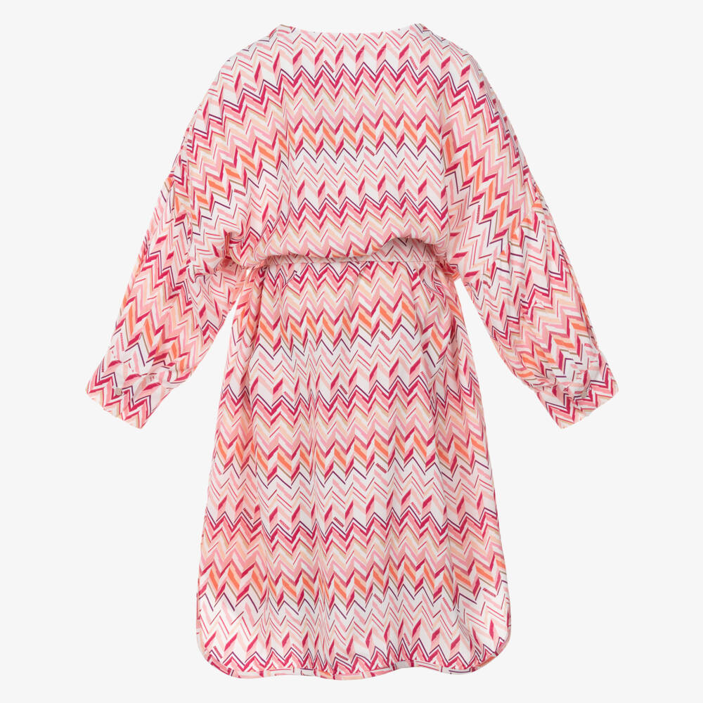 Missoni-Girls Pink Zigzag Belted Dress | Childrensalon