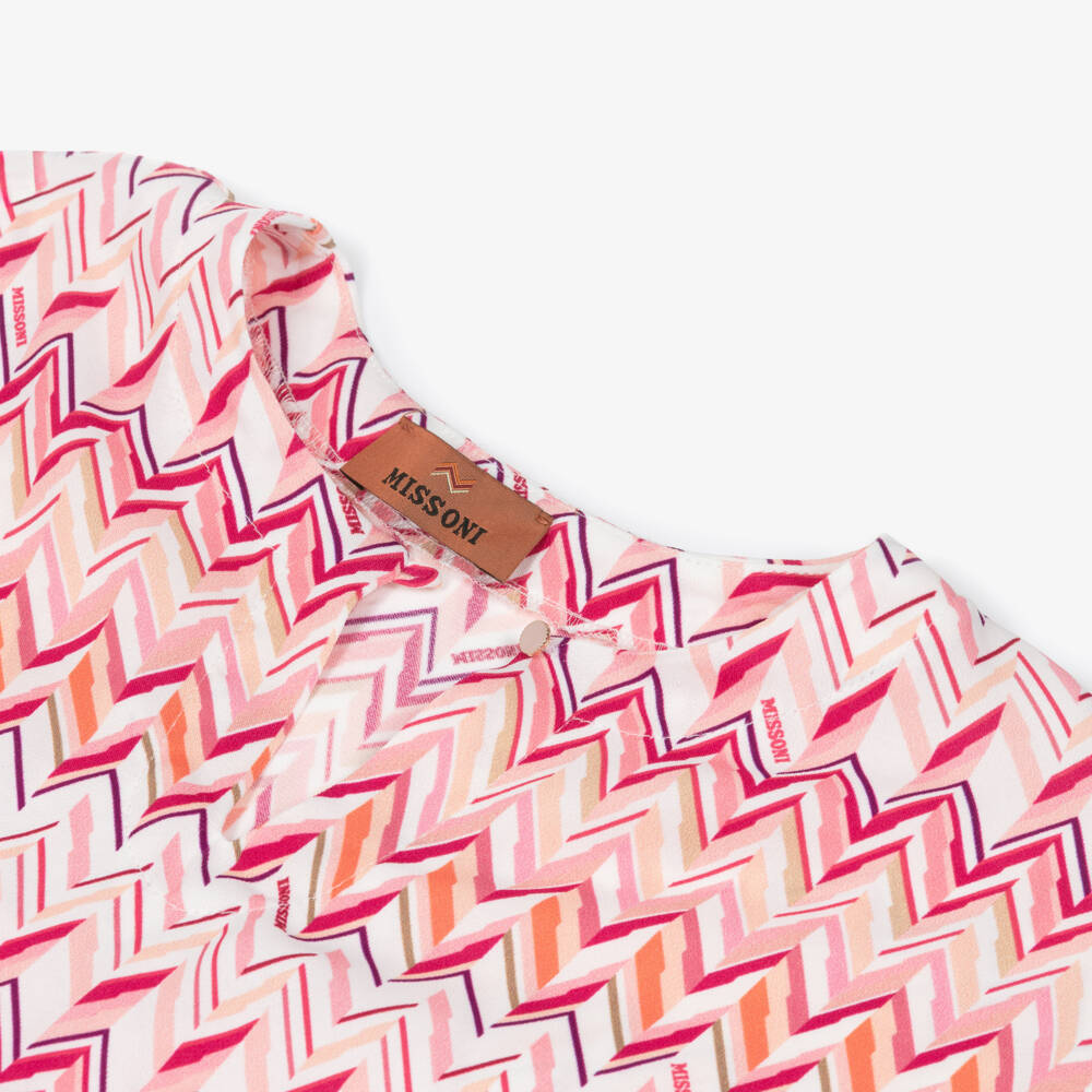 Missoni-Girls Pink Zigzag Belted Dress | Childrensalon