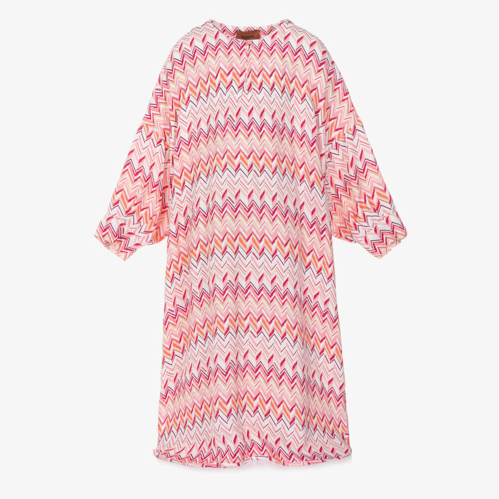 Missoni-Girls Pink Zigzag Belted Dress | Childrensalon