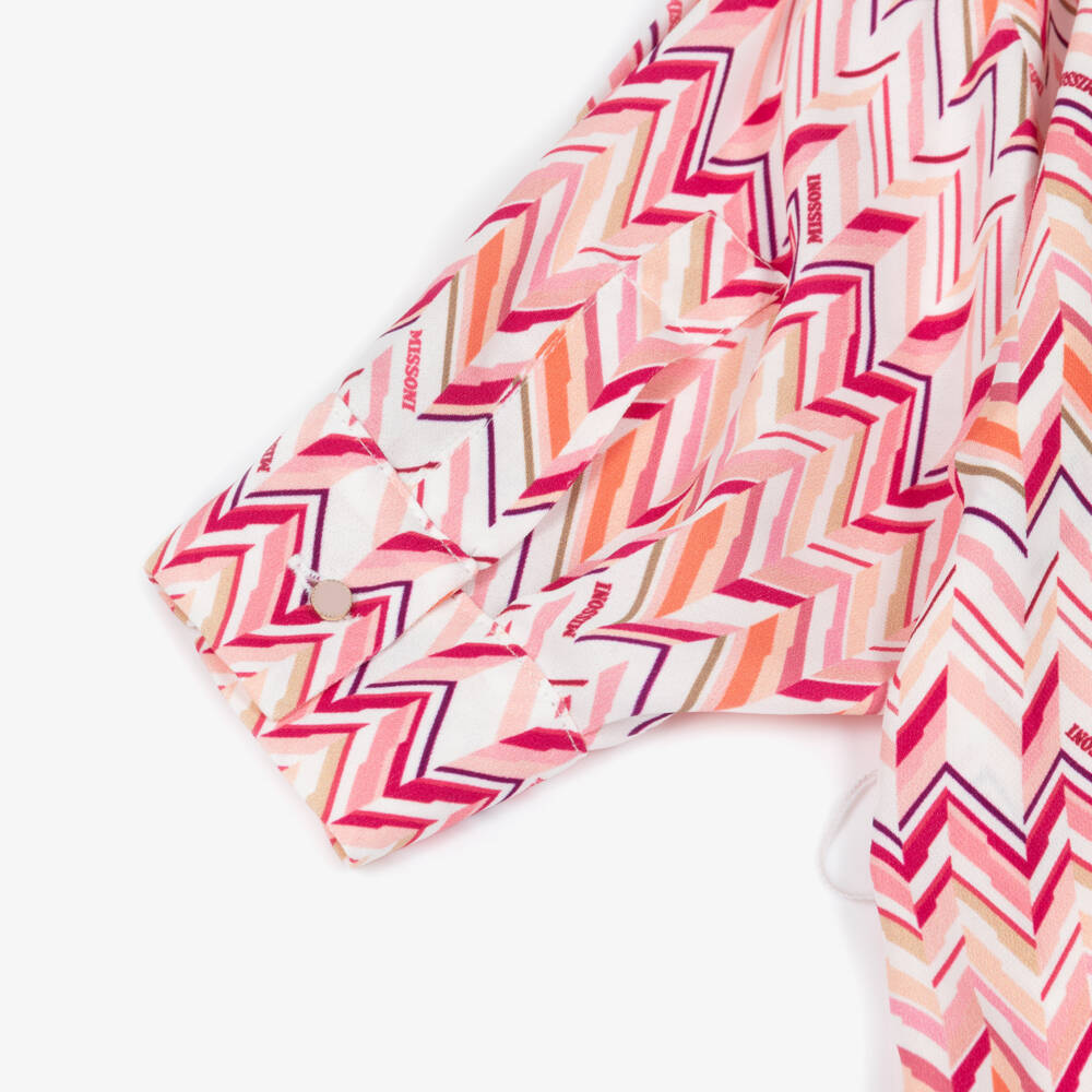 Missoni-Girls Pink Zigzag Belted Dress | Childrensalon
