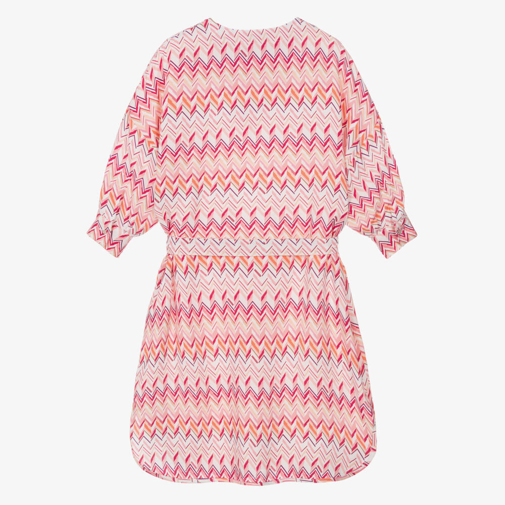 Missoni-Girls Pink Zigzag Belted Dress | Childrensalon
