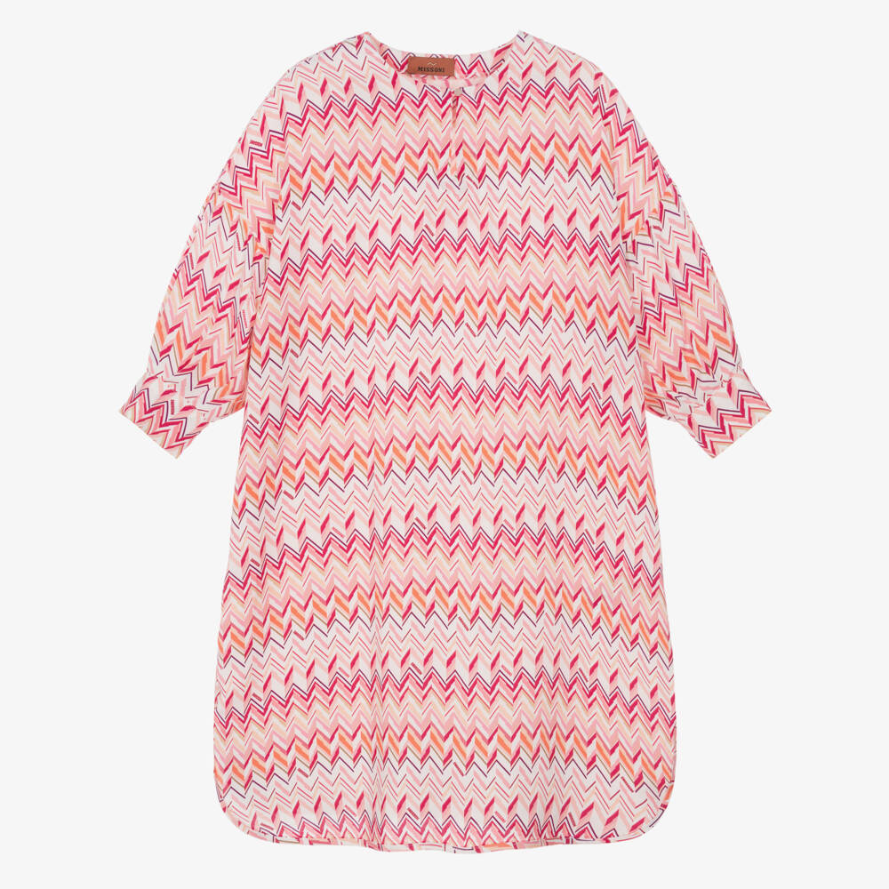 Missoni-Girls Pink Zigzag Belted Dress | Childrensalon