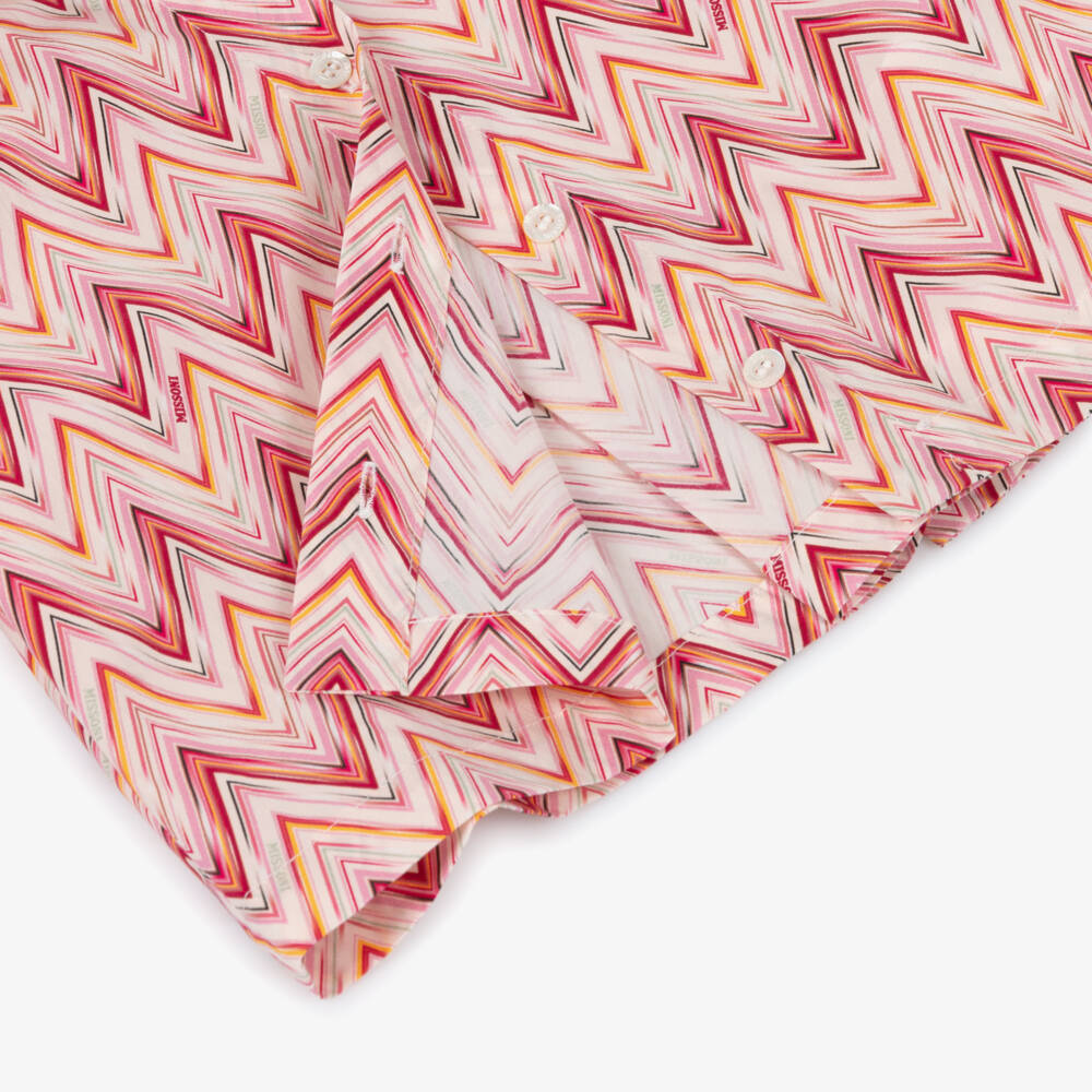 Missoni-Блузка розовая из хлопка с зигзагами для девочек  | Childrensalon